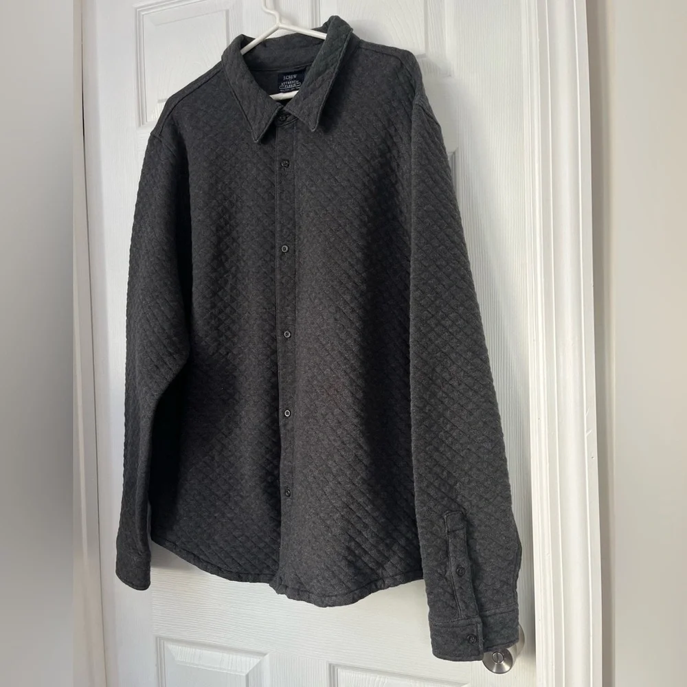 J Crew Mens Dark Gray Quilted Shirt Jacket XXL